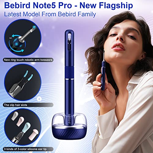 Bebird Note5 Pro Ear Wax Removal Tool Camera, Bebird Ear Cleaner, 10 Megapixel Hd Otoscope With Light, Ear Camera With Tweezers 3-In-1, Spade Ear Cleaner For Iphone, Android(Starry Blue） #TOP1