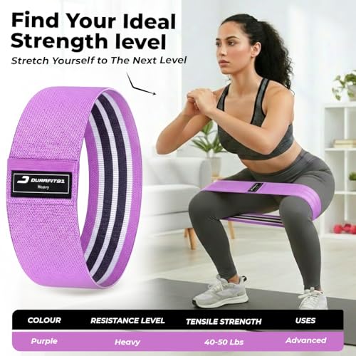 Image of Fabric Resistance (Heavy) Strength for Women & Men, Non-Slip Hip Bands for Glutes, Legs & Squats, Exercise Booty Bands for Workout, Stretching, Toning, Home Gym Fitness, Yoga & Pilates