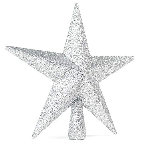 Ornativity Glitter Star Tree Topper - Christmas Silver Decorative Holiday Bethlehem Star Ornament #TOP3