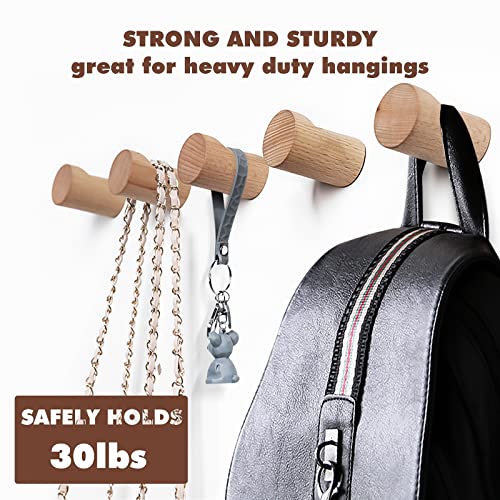 Digheigg Wood Coat Rack Wall Mount, Wall Hooks Boho Wall Decor Aesthetic, Heavy Duty Coat Hooks Wall Mounted For Hat Towel Purse Robes Mudroom Entryway (Beech Wood, 5 Pack) #TOP4