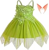 ZKR Tinkerbell Costume Fairy Dress for Toddler Girl Kid Halloween Cosplay Outfits 7-8 Years