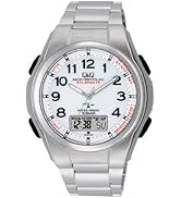 [シチズン Q&Q] 腕時計 アナログ 電波 ソーラー 防水 日付 メタルバンド MD02-204 メンズ ホワイト