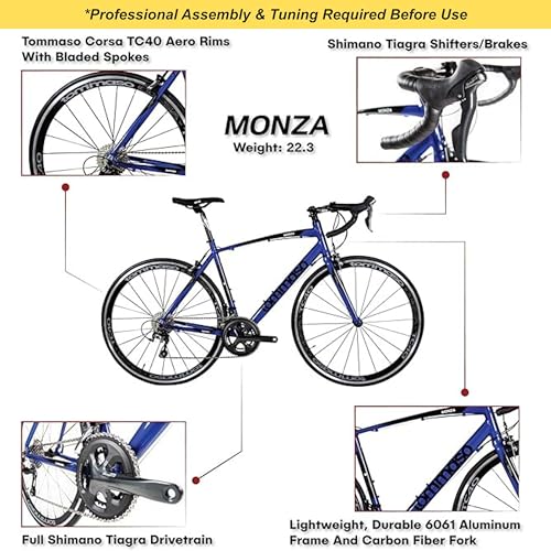 image for Tommaso Monza Aluminum Road Bike - Carbon Frame, Shimano Tiagra 24 Spe