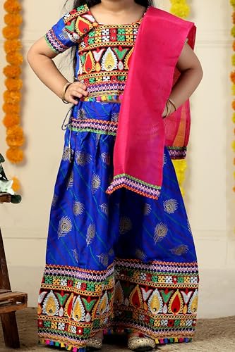Image of AHHAAAA Kids Embroidered Traditional Ghoomar Lehenga Choli |Chania Choli|Radha Dress|Navratri /Dandiya /Garba Dress with Dupatta for Girls Y0040