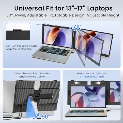 Image of Laptop Screen Extender, 14 inch FHD 1080P Portable Monitor for Laptop, 1.4lbs Ultra-Light Dual Monitor, USB-C Plug & Play Travel Monitor Extender for 13 inch-17 inch Windows /Mac /Android /Chrome