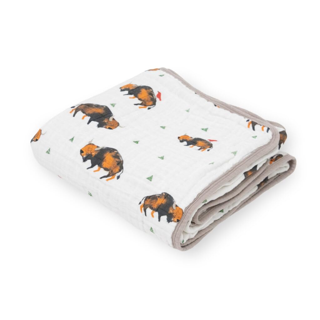 Little Unicorn Cotton Muslin Quilt â€“ 47â€x 47â€- 100% Cotton â€“ Machine Washable â€“ Softer With Every Wash â€“ Playful Designs - 4 Lightweight, Breathable Layers â€“ For Boys & Girls (Bison)-image-33