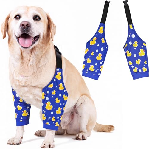 Image of Dog Elbow Wraps Knee Protector Pads Elbow Callus Treatment Sleeve for Wounds Front Legs Prevent Licking for Medium Large Dogs XL,Duck