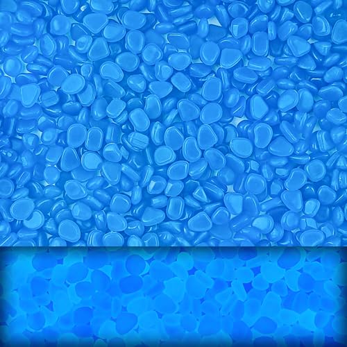 Oun Nana 400pcs Glow in The Dark Rocks for Outdoor Garden & Aquarium – Blue Luminous Stones for Landscaping, Pathway, Patio, Driveway, Walkway, Fish Tank, Plant Pots