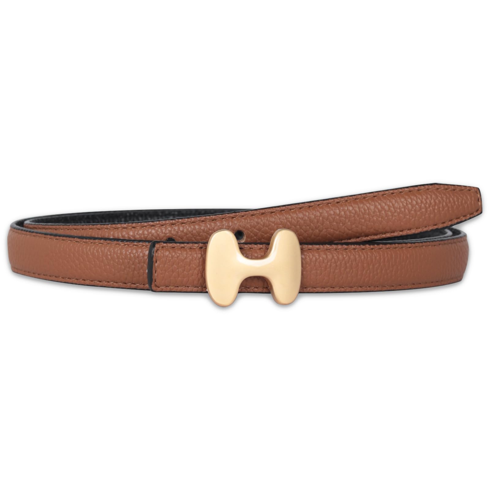 Women's Leather Belt with Buckle - Ideal for Dresses, Jeans, and Coats