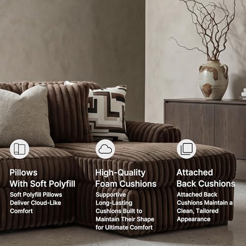 Image of Signature Design by Ashley Midnight-Madness Casual Right-Arm Facing 2-Piece Sectional Sofa with Chaise and Reversible Cushion, Dark Brown