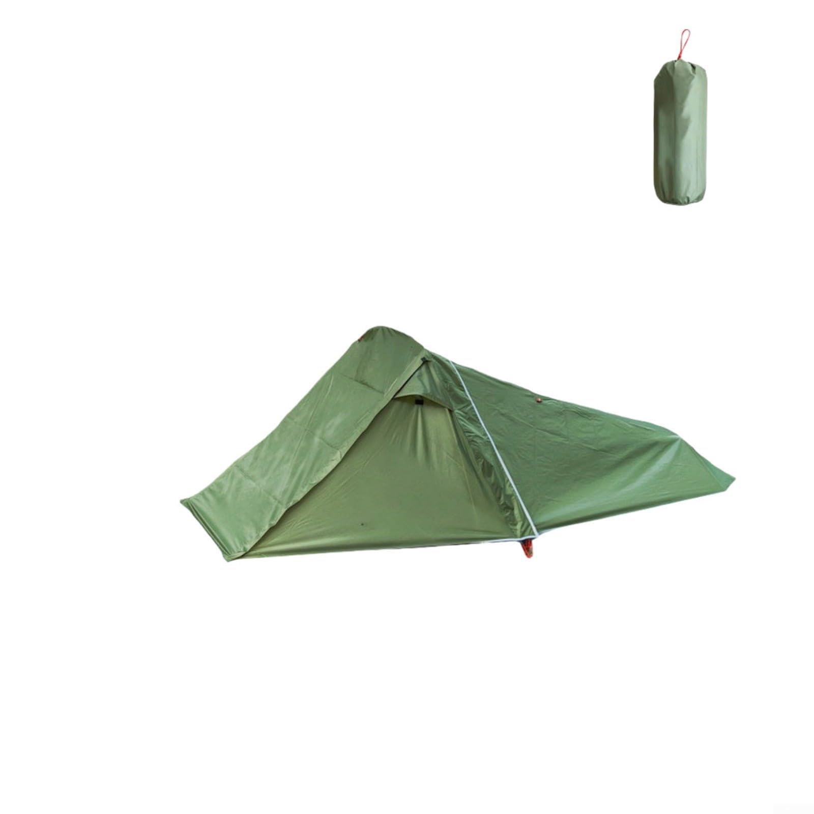 Leichtes 2-Personen-Tunnel-Campingzelt, sturmfestes Aluminium-Stangen-Design mit zwei Türen zum Wandern und Rucksackreisen, Grün