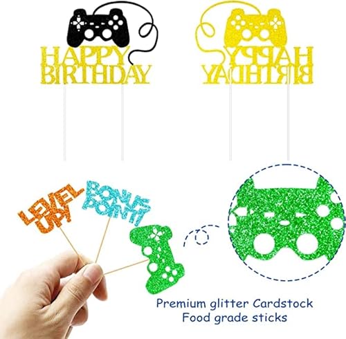 37 Pcs Video Game Party Cake Topper Boy Girl Birthday Cupcake Toppers Game Fans Theme Party Favors Supplies Decorations #TOP2