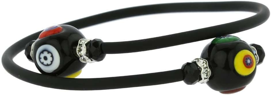 Glass Of Venice Murano Glass Venetian Glamour Bracelet - Black Millefiori