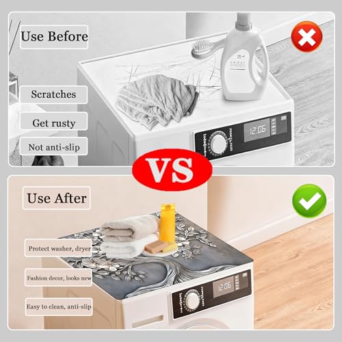 Image of Washer and Dryer Covers for the Top, Non-slip Dryer Top Protector Mat, Dust-proof Washing Machine Cover, 23.6 inch x 19.7 inch (Tree, 23.6 inch x 19.7 inch)