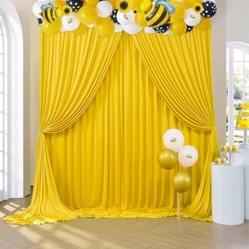Toile de fond jaune 20x10 pi en polyester anti-plis pour décoration de mariage et fête