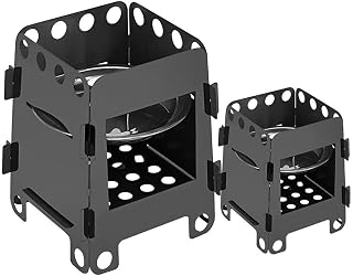 MultiFuel - Estufa de camping con placas de acero inoxidable ligeras, diseño compacto plegable y flujo de aire eficiente, adecuada para necesidades de cocción al aire libre (L)