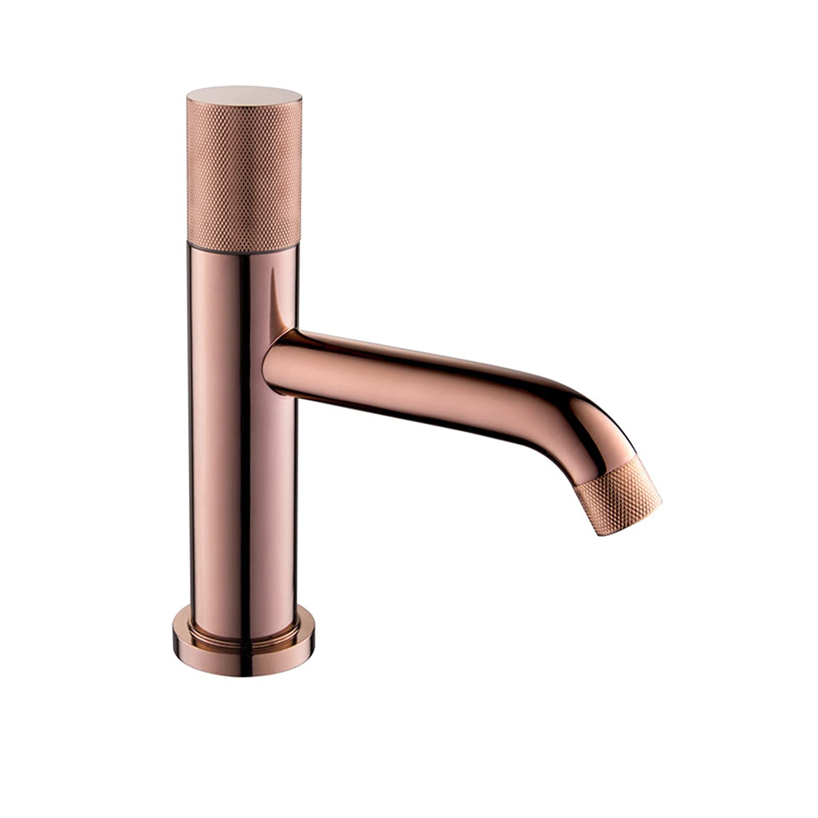 Grifo mezclador de lavabo en latón redondo acabado negro y rosa