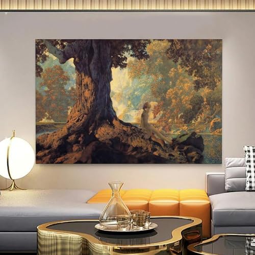 Tableaux muraux Maxfield Parrish 1928 impression forêt dorée