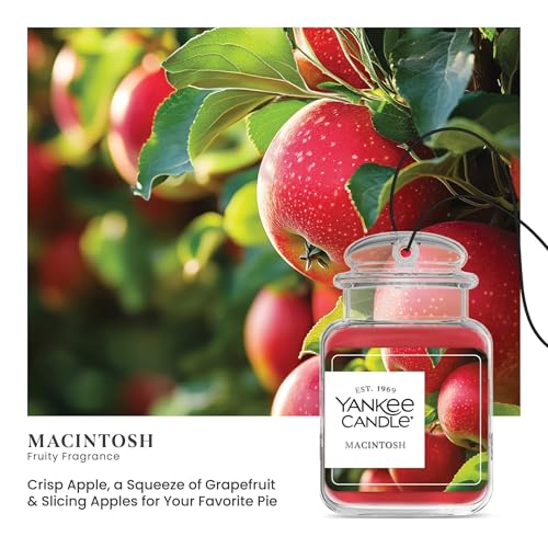 Image of Yankee Candle Car Jar Ultimate Hanging Air Freshener, Macintosh Scent, Neutralizes Odors, Up to 30 Days