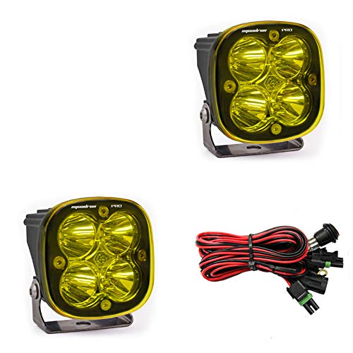 Baja Designs Squadron Pro Black LED Light Pod Pair - 2 PCS LED with Wiring Harness (Work/Scene; Amber)