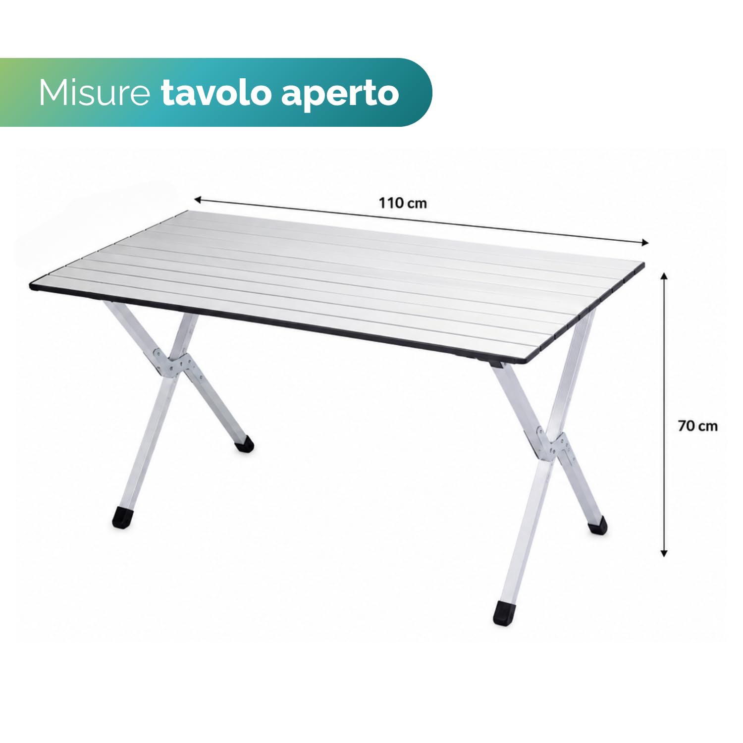 PALUPLUS Tavolo da Campeggio in Alluminio Pieghevole da 110x70x70 cm, Tavolo Camping Portatile Arrotolabile per Camper, Picnic, Pesca, Giardino, Terrazza e Outdoor, con Borsa per Trasporto -2013F -7