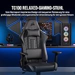 Corsair TC100 Relaxed-Gaming-Stuhl – Kunstleder – Vom Rennsport inspiriertes Design – Lendenkissen – Abnehmbares Nackenkissen aus Memory-Schaumstoff – Verstellbare Armlehnen – Schwarz – Bild 4