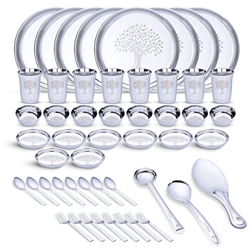 Limetro Stainless Steel Dinner Set (Set of 51- Serves 8)