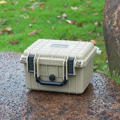 Image of MEIJIA Portable All Weather IP67 Waterproof Camera Case,hard case with Customizable Fit Foam,Fit Use of Drones,Camera,Equipments,10.62 x9.68x6.87inches(Desert Tan)