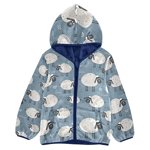 Funny Sheeps Boys Fleece Hoody Jacket Zip Up Coat Warm Fall Winter Plush Jacket Long Sleeve Outerwear