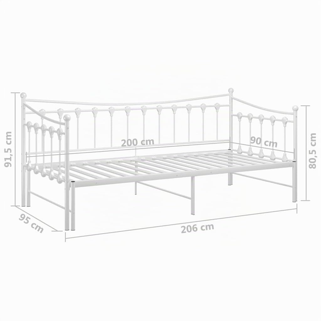 vidaXL Telaio Divano Letto Estraibile Bianco in Metallo 90x200 cm