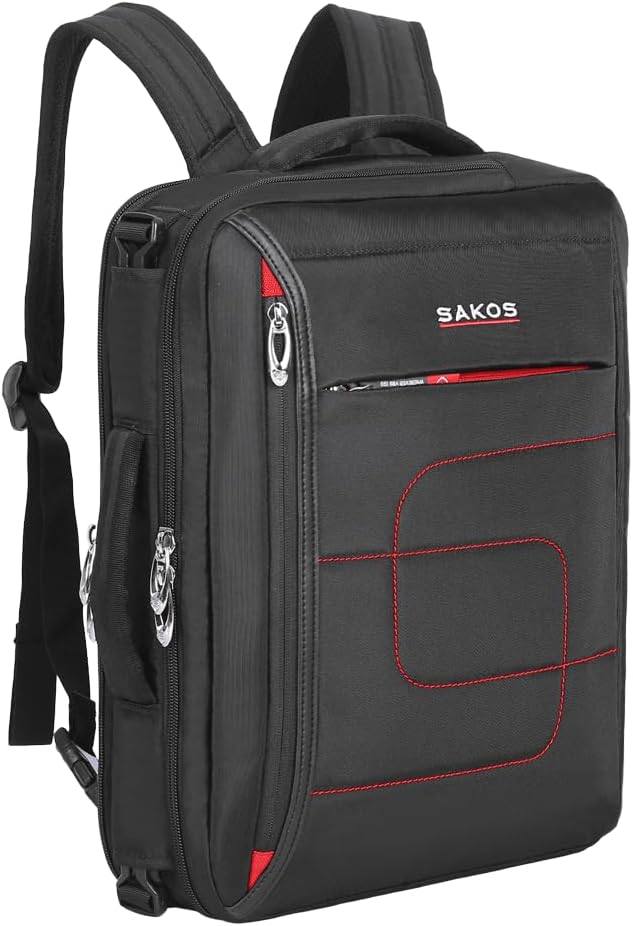 SAKOS FLASH 10 Laptop Case 15.6 Inch, 15.6 Laptop Case, Laptop Bag For Men, Computer Bag For Men, Water Resistant Messenger Bag Compatible With Macbook Pro 13/14/15", HP, Dell, Lenovo, Asus, Black/Red
