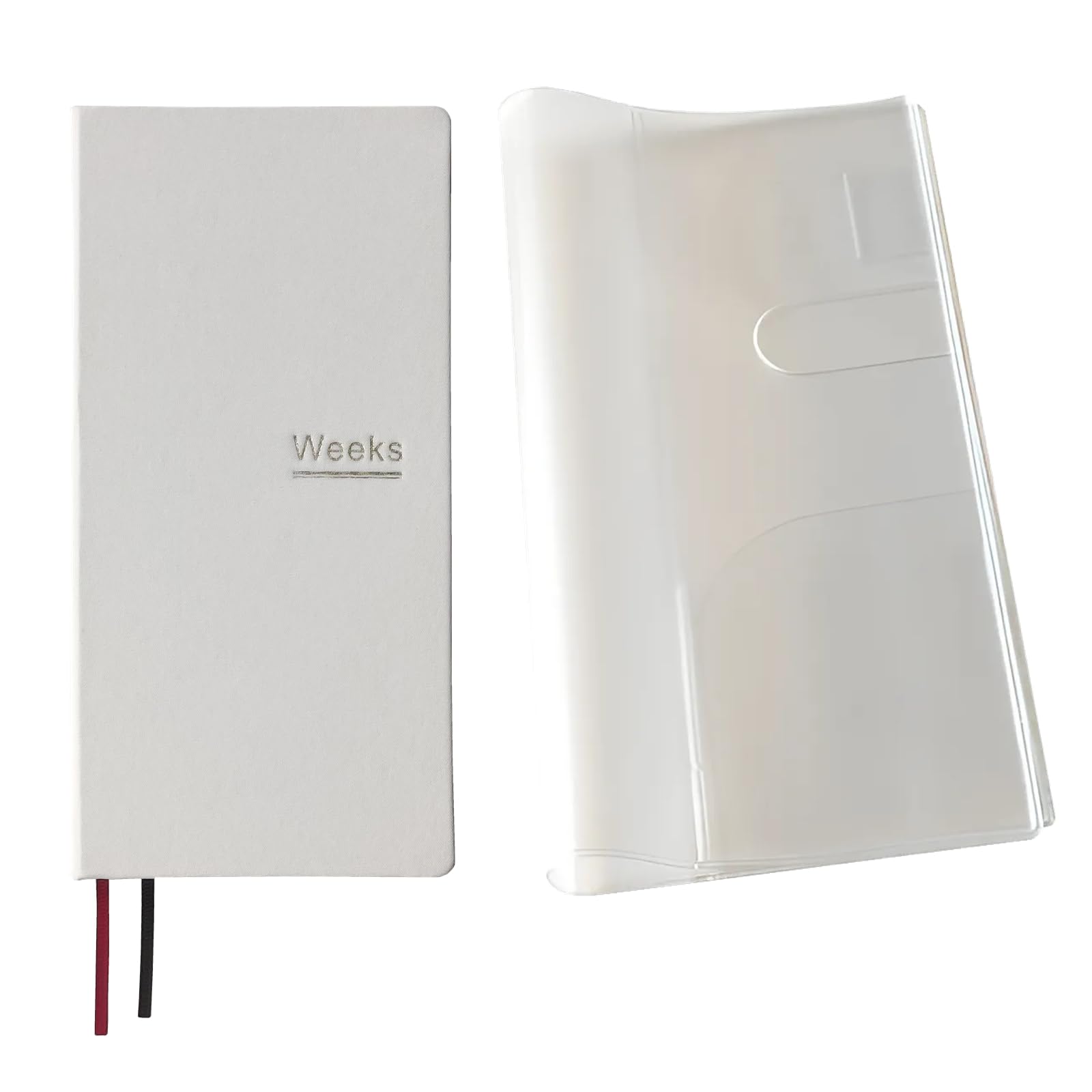 Undatierter Wochenplaner, Notizbuch, Taschen-Organizer, Terminbuch, Tagebuch, Notizbuch, A6, Wochenplan-Notizblock (weiß mit Einband)