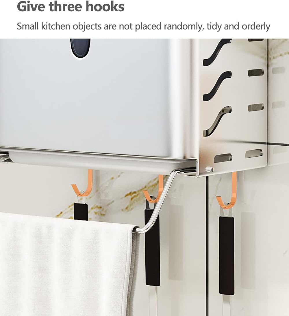 Kitchen Utensil Holder, Utensil Crock with Tower Hook Bar, Utensil Holders, Organizing The Countertop, Stability & No Tipping Over, for Home Decor, Black Silver,Silver,countertop