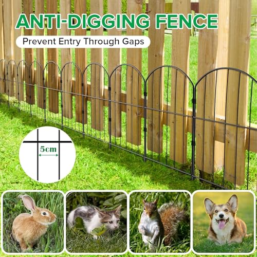 WELDUN Gartenzaun 10 Stücke Metall Zaunelemente Dekoration Zaun für den Garten 320 cm (L) x 61 cm (H), Gitterzaun Set Oberbogen Zaun für Hunde