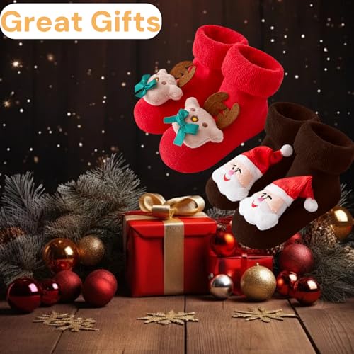 2-Pack Baby Christmas Stocking Cotton Non-slip Floor Socks for 1-3 Year Old Boys Girls Xmas Birthday Gift3