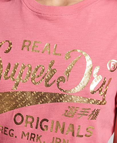 Superdry Ro Text Infill Entry Tee T-Shirt, Rosa