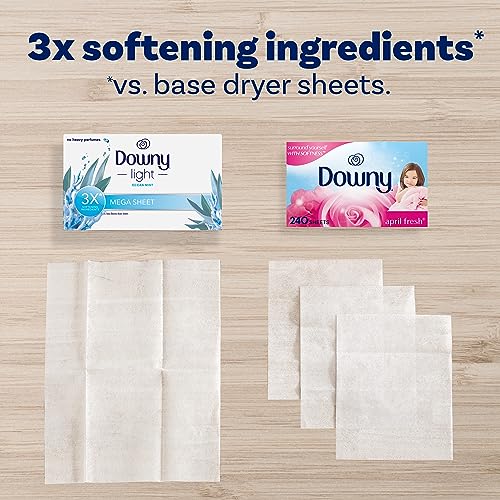 Downy Light Mega Dryer Sheets, Fabric Softener Dryer Sheets, Ocean Mist, 130 Count - Image 4
