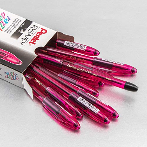 Pentel R.s.v.p. Razzle-Dazzle Ballpoint Pen, Medium Line, Pink Barrel, Black Ink, Box Of 12 (Bk91Rdp-A) #TOP1