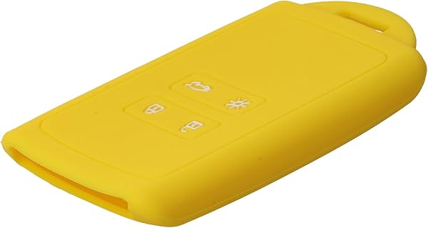 kwmobile Accessoire clé de Voiture Compatible avec Renault Smart Key 4-Bouton (Keyless Go Uniquement) - Coque en Silicone Souple avec Embout Porte-Clé - Jaune radieux - 5