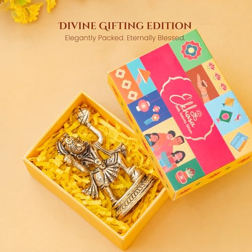 Image of Ekhasa 100% Pure Brass Hanuman Idol with Gift Box | Bajrangbali Balaji Murti for Home Pooja Decor | Religious Housewarming Grah Pravesh Diwali Wedding Gift