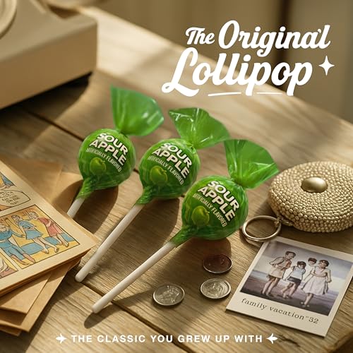 Sour Apple Mini Lollipops – 65 Count Bulk Candy Pack, Individually Wrapped Green Suckers – Tart & Fruity Treats for Parties, Birthdays, Events & Kids