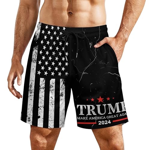 Mens Swim Trunks with Compression Liner 2-in-1 Swimming Shorts Stretch Dry Fit Board Shorts Bathing Suit for Men2