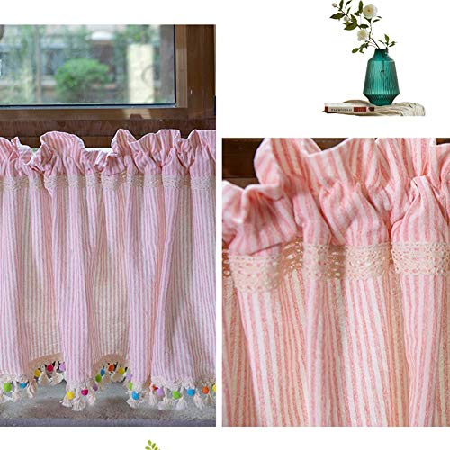 Cortinas de algodón cortas para baños y salones con diseño a rayas 5