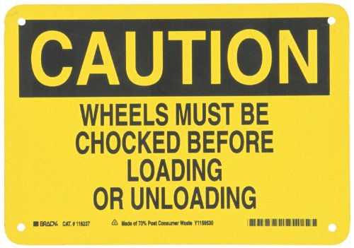 Panneau Brady Caution Wheels Must Be Chocked signalisation quai