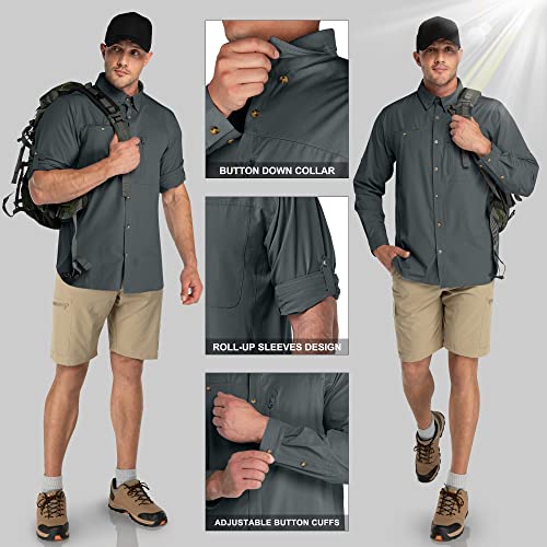 33,000Ft Men's Upf 50+ Uv Protection Long Sleeve Hiking Shirts Breathable Quick Dry Fishing Shirts For Safari, Outdoor #TOP3