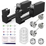 KAIQIKAIXI 19Pcs Ear Piercing Kit Disposable Sterile Ear Piercing Kit Painless Ear Piercing Gun Tool with CZ Size 5 mm Silver Earring Studs (Silver, 5mm)