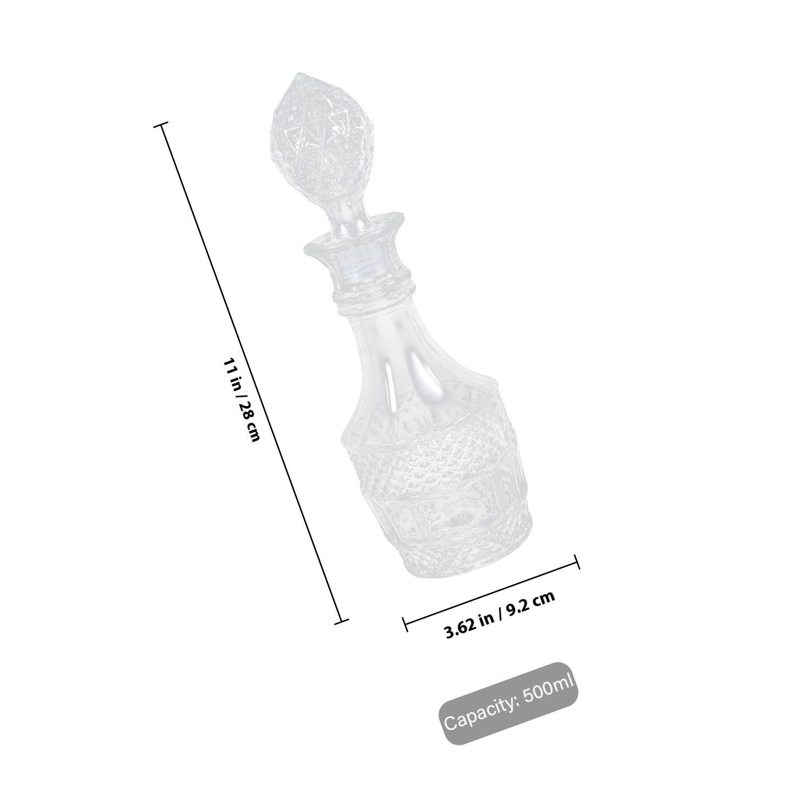 Carafe à Whisky en Verre Transparent 500ml Design Élégant et Toucher Confortable pour Décoration de Bureau et Maison