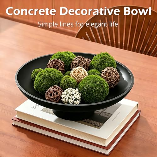Large Fruit Bowl for Kitchen Counter, Concrete Decorative Bowls for Home Decor, Modern Key Bowl for Entryway Table (Black) - Image 4