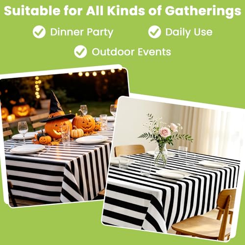 Image of Mulbozy Black Striped Tablecloth 4 Pack,Black and White Stripe Table Cover