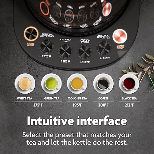 Viante-Hot-Tea-Maker-Electric-Glass-Kettle-with-tea-infuser-and-temperature-control-Automatic-Shut-off-Brewing-Programs-for-your-favorite-teas-and-Coffee-15-Liters-capacity
